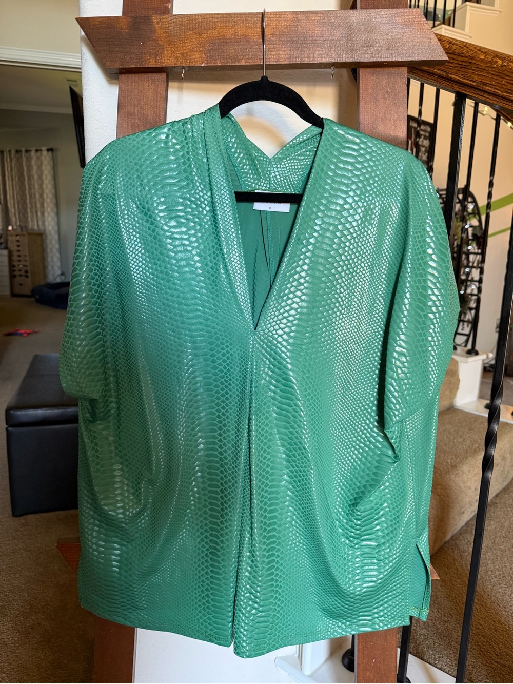 Adrienne Green Textured Open-Front Blouse